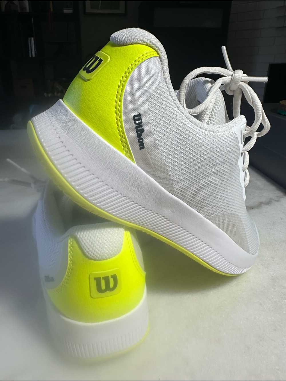 Wilson Women's White and Neon Yellow Athletic Shoes